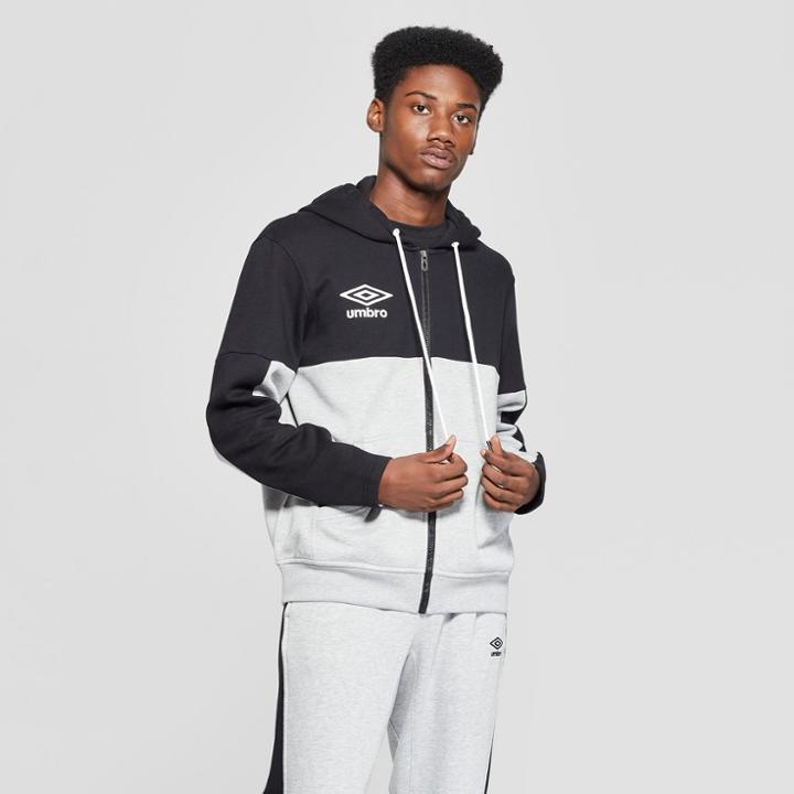 Umbro Men's Color Block Full Zip Hoodie - Heather Grey