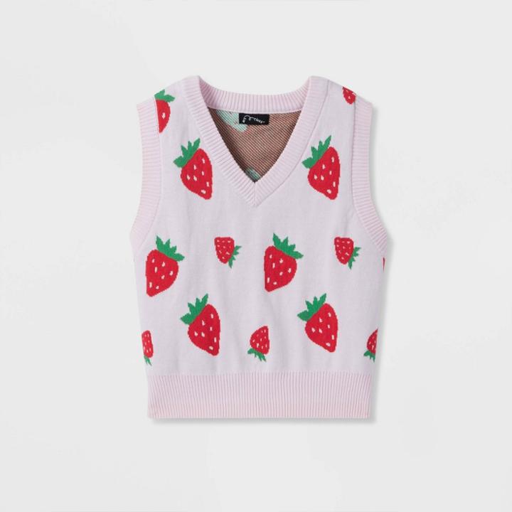 Girls' Cropped Sweater Vest - Art Class Pink