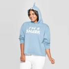 Fifth Sun Women's I'm A Shark Hooded Plus Size Sweatshirt (juniors') - Blue Gray