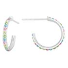 Target Girls' Sterling Silver Crystal C-hoop Earring-pastel