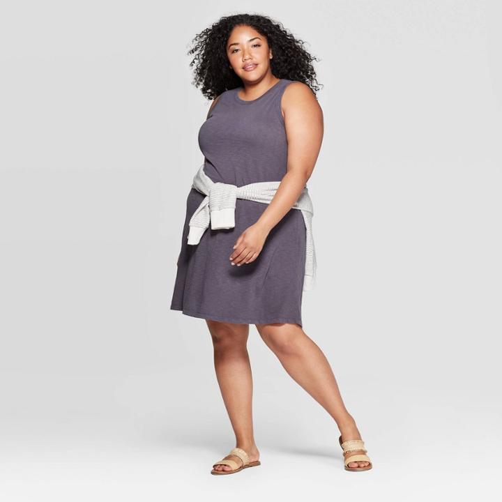 Women's Plus Size Sleeveless Crewneck T-shirt Dress - Universal Thread Gray