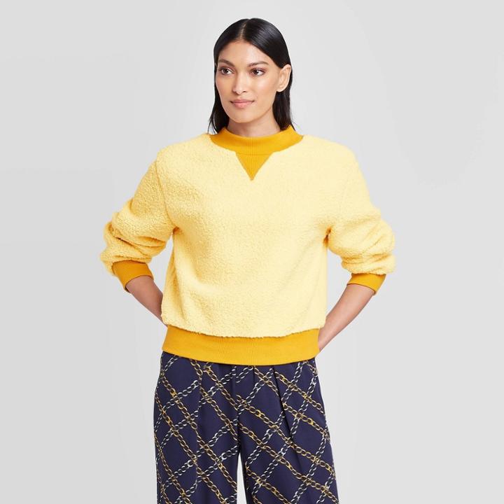 Women's Long Sleeve Boat Neck Sweatshirt - Who What Wear Yellow