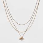 Mixed Chain And Semi-precious White Howlite Layered Necklace Set 3pc - Universal Thread Gold