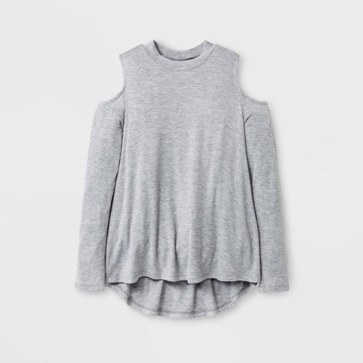 Girls' Cold Shoulder Long Sleeve T-shirt - Art Class Heather Gray