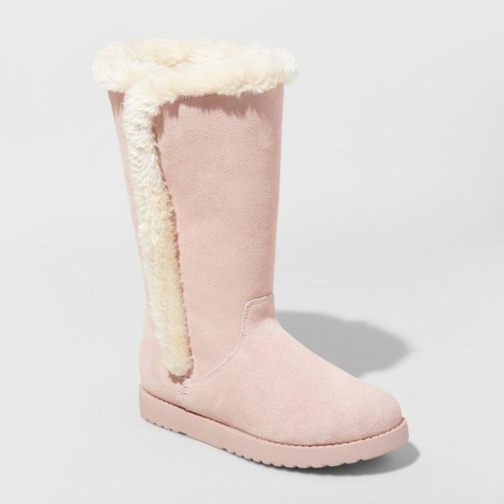 Women's Daniela Wide Width Suede Winter Tall Boots - Universal Thread Blush 7w,