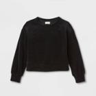 Girls' Velour Pullover Sweatshirt - Cat & Jack Black