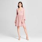 Women's Knit V-neck Dress With Bell Sleeve - Vanity Room Pink