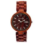 Earth Wood Goods Women's Earth Stomates Watch With Luminous Hands And Magnified Date Display-red, Red