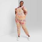 Women's Plus Size High-rise Vintage Jogger Pants - Wild Fable Tie-dye Beige