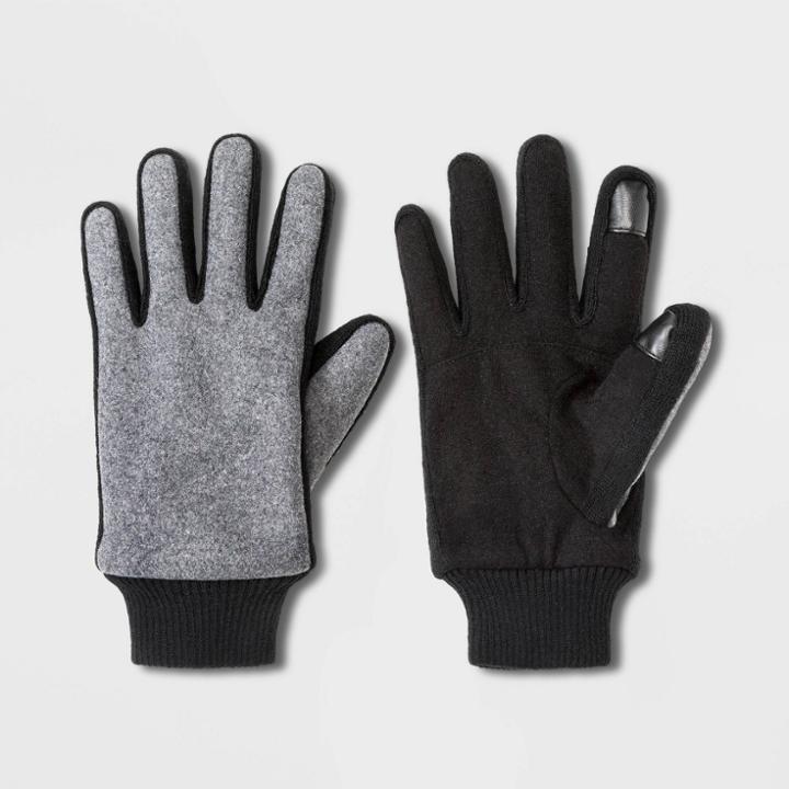 Men's Rib Knit Gloves - Goodfellow & Co Black/gray M, Men's,