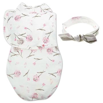 Embe Emb Starter Swaddle Wrap Original And Bow Headband Bundle - Clustered Flower