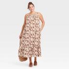 Women's Plus Size Sleeveless Tiered Dress - Universal Thread Brown Floral