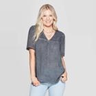 Women's Short Sleeve V-neck Blouse - Knox Rose Gray