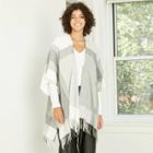 Women's Plaid Ruana Kimono Jacket - A New Day Gray