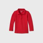 Toddler Girls' Long Sleeve Interlock Uniform Polo Shirt - Cat & Jack Red
