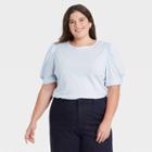 Women's Plus Size Slim Fit Puff Short Sleeve Round Neck T-shirt - A New Day