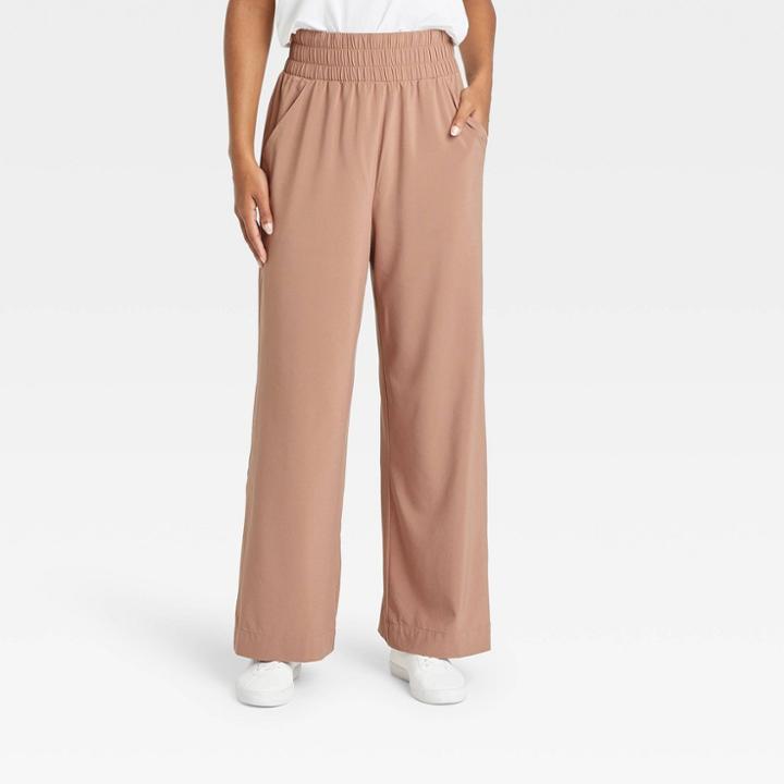 Women's Stretch Woven High-rise Wide Leg Pants - All In Motion Taupe