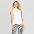Target Women's Regular Fit Sleeveless Mock Turtleneck Satin Blouse - A New Day Cream