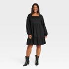 Women's Plus Size Balloon Long Sleeve Shift Dress - Universal Thread Black