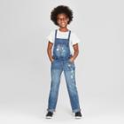Girls' Paint Splatter Overalls - Cat & Jack Denim Blue