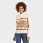 Women's Mock Turtleneck Fairisle Pullover Sweater - Knox Rose Ivory
