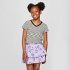 Girls' Short Sleeve Stripe T-shirt - Cat & Jack Black/white L,