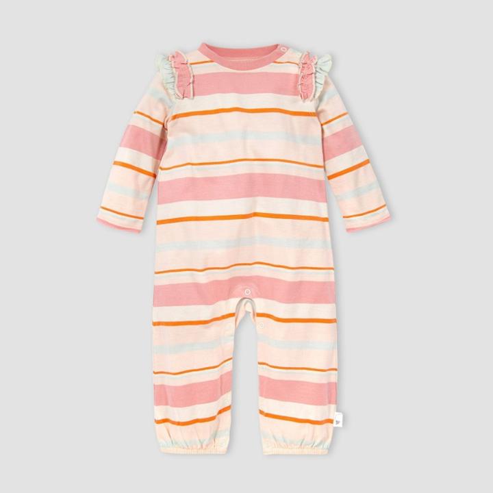 Burt's Bees Baby Baby Girls' Organic Cotton Crisp Autumn Striped Jumpsuit - Pink