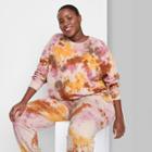 Women's Plus Size Oversized Sweatshirt - Wild Fable Pink/rust Tie-dye