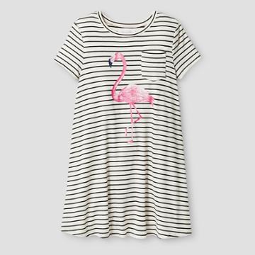 Grayson Social Girls' Flamingo T-shirt Dress - Black/white