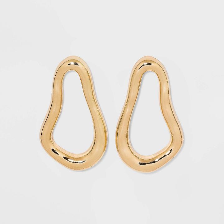 Hammered Metal Open Gold Hoop Earrings - A New Day Gold