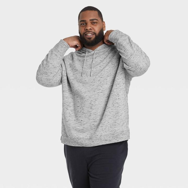 Men's Big & Tall Cotton Fleece Pullover Hoodie - All In Motion Medium Heather Gray