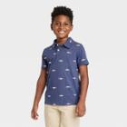 Boys' Short Sleeve Shark Print Polo Shirt - Cat & Jack Navy