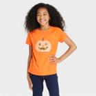 Girls' Halloween Flip Sequin Short Sleeve T-shirt - Cat & Jack Orange