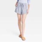 Women's Mid-rise Linen Pull-on Shorts - Universal Thread Navy Blue