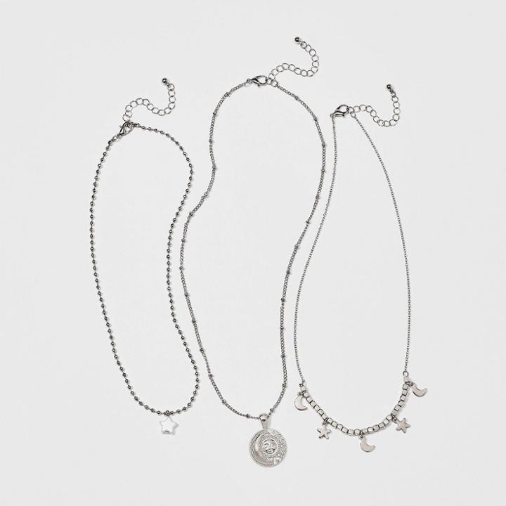 Girls' 3pk Celestial Charm Necklace Set - Art Class ,