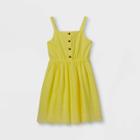 Girls' Button-font Embroidered Sleeveless Woven Dress - Cat & Jack Yellow