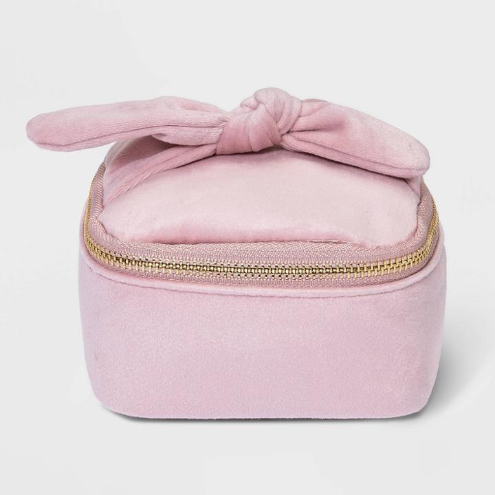 Soft Velvet Sided Jewelry Organizer With Bow - A New Day Pink