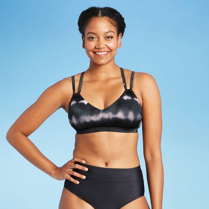 Women's Strappy Bralette Bikini Top - All In Motion Black