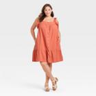 Women's Plus Size Flutter Sleeveless Short Dress - Universal Thread Apricot Orange