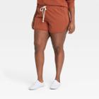 Women's Plus Size Mid-rise French Terry Pull-on Shorts - Universal Thread Rust