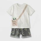 Lucas Toddler Boys' 2pc Star Wars Baby Yoda Short Sleeve French Terry Top And Bottom Set Heather Gray