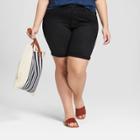 Women's Plus Size Roll Cuff Bermuda Jean Shorts - Universal Thread Black