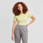 Women's Regular Fit Short Sleeve Crewneck T-shirt - A New Day Light Green