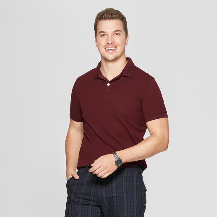 Men's Slim Fit Short Sleeve Loring Polo Shirt - Goodfellow & Co Pomegranate