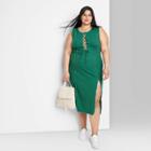 Women's Plus Size Sleeveless Lace-up Knit Dress - Wild Fable Green