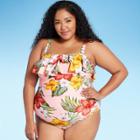 Kona Sol Women's Plus Size Flounce Front Classic One Piece Swimsuit - Kona