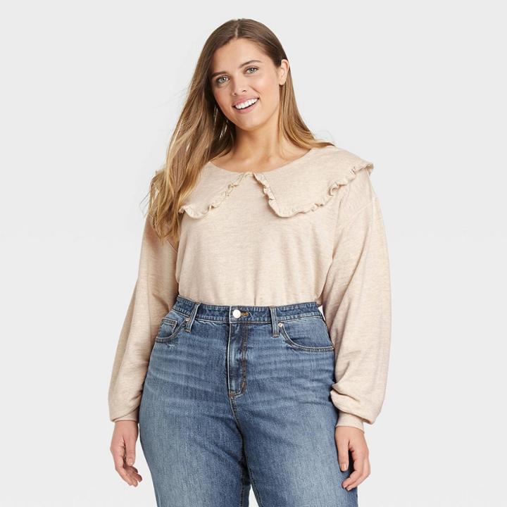 Women's Plus Size Cropped Fashion Sweatshirt - Universal Thread Brown