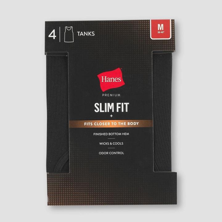 Hanes Premium Black Label Men's Slim Fit Tank Undershirt