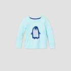 Toddler Girls' Sequin Penguin Long Sleeve T-shirt - Cat & Jack Aqua