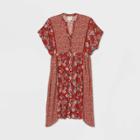 Women's Floral Print Kimono Short Sleeve Dress - Knox Rose Rust